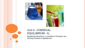 Unit 4 CHEMICAL EQUILIBRIUM K EQ Equilibrium Reactions