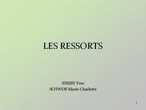 LES RESSORTS STRIBY Yves SCHWOB MarieCharlotte 1 Dfinition