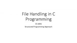 File handling in c