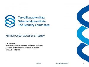 Finnish Cyber Security Strategy LTG Arto Rty Permanent