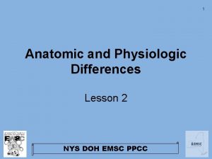 1 Anatomic and Physiologic Differences Lesson 2 NYS