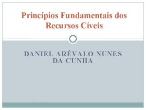 Princpios Fundamentais dos Recursos Cveis DANIEL ARVALO NUNES