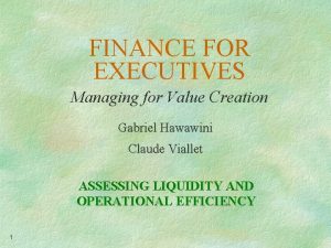 Finance for executives: managing for value creation