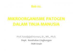 Bab 02 MIKROORGANISME PATOGEN DALAM TINJA MANUSIA Prof