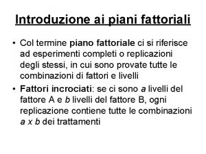 Piano fattoriale