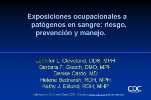 Exposiciones ocupacionales a patgenos en sangre riesgo prevencin