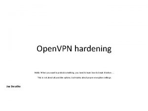 Openvpn hardening
