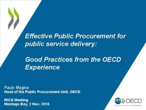 Effective Public Procurement for public service delivery Good