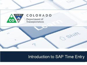 Introduction to SAP Time Entry Learning Logistics Section