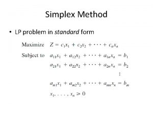 Simplex method standard form