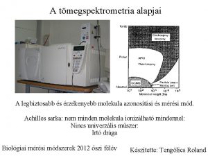 A tmegspektrometria alapjai A legbiztosabb s rzkenyebb molekula