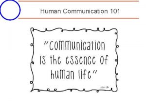 Human Communication 101 Exercise Personal Definition of Communication