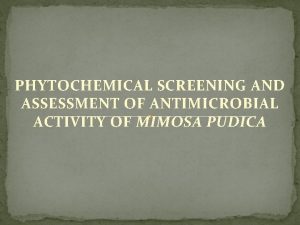 PHYTOCHEMICAL SCREENING AND ASSESSMENT OF ANTIMICROBIAL ACTIVITY OF