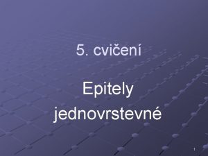 5 cvien Epitely jednovrstevn 1 Formovn zrodench vrstev