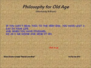 Philosophy of old age