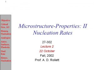 1 Objective Critical Size G Homog Nucleation MicrostructureProperties