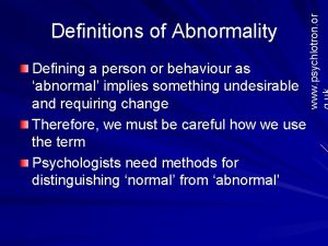Abnormal behaviour definition