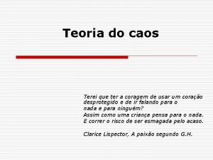 Teoria do caos filosofia