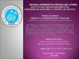 ESCUELA SUPERIOR POLITCNICA DEL LITORAL INSTITUTO DE CIENCIAS