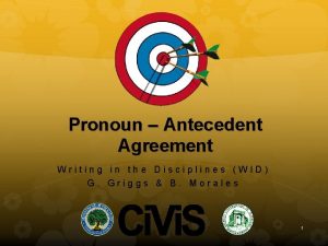 Pronoun Antecedent Agreement Writing in the Disciplines WID