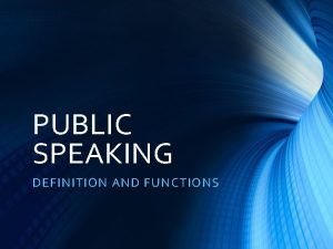 Public speaking meaning