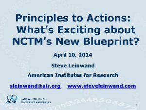 Principles to Actions Whats Exciting about NCTMs New