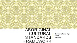 Aboriginal cultural standards framework