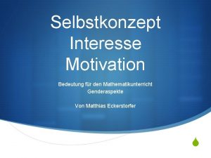 Selbstkonzept Interesse Motivation Bedeutung fr den Mathematikunterricht Genderaspekte