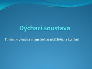 Dchac soustava Funkce vmna plyn oxidu uhliitho a