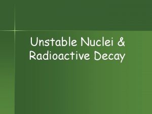 Unstable Nuclei Radioactive Decay Radioactivity n n Nucleus