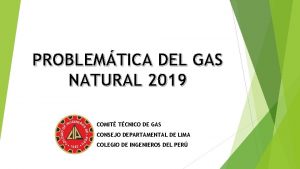 PROBLEMTICA DEL GAS NATURAL 2019 COMIT TCNICO DE