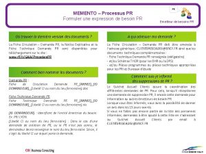 Mmento Formuler une expression de besoin MEMENTO Processus