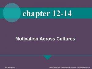 Motivation across cultures