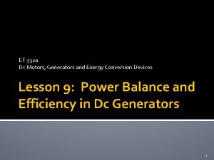 Dc generator efficiency