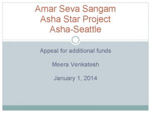 Amar Seva Sangam Asha Star Project AshaSeattle Appeal