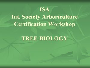 ISA Int Society Arboriculture Certification Workshop TREE BIOLOGY
