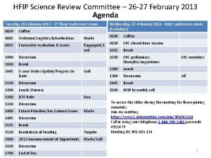 HFIP Science Review Committee 26 27 February 2013