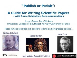 Publish or Perish A Guide for Writing Scientific