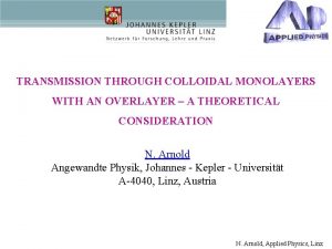 TRANSMISSION THROUGH COLLOIDAL MONOLAYERS WITH AN OVERLAYER A