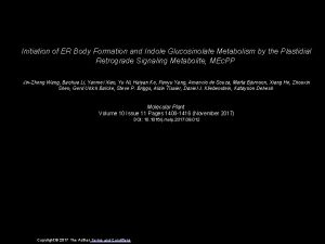 Initiation of ER Body Formation and Indole Glucosinolate