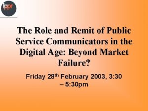 The Role and Remit of Public Service Communicators