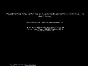 Patient Carrying Time Confidence and Training with Epinephrine