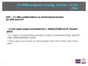 STURM 4 progress meeting Clamart 13 Oct 2009