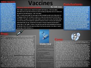 Edible vaccines pros and cons Edible vaccines pros and cons
