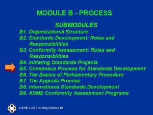 MODULE B PROCESS SUBMODULES B 1 Organizational Structure