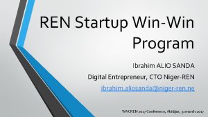 REN Startup WinWin Program Ibrahim ALIO SANDA Digital