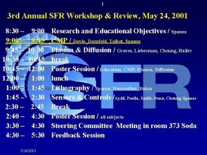 1 3 rd Annual SFR Workshop Review May