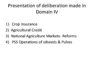Presentation of deliberation made in Domain IV 1