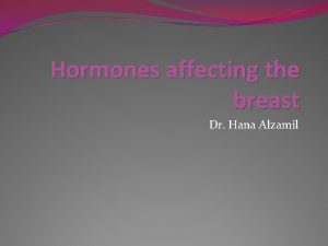 Hormones affecting the breast Dr Hana Alzamil Objectives