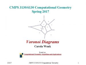 CMPS 31306130 Computational Geometry Spring 2017 Voronoi Diagrams